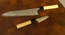 Masakage Shimo Gyuto and Ikeda Migaki Petty 1.jpg